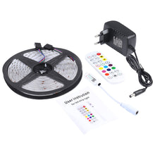 Load image into Gallery viewer, 5m 150 LEDs SMD 5050 IP65 Waterproof Bluetooth RGB Light Strip with 24-keys Remote Control, EU Plug, 5m 150 LEDs IP65