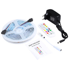 Load image into Gallery viewer, 10m 300 LEDs SMD 5050 IP44 Waterproof RGB Light Strip with 24-keys Remote Control, EU Plug, 10m 300 LEDs IP44