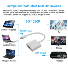 Load image into Gallery viewer, 1080P Mini DisplayPort to VGA Cable Adapter, Mini DP to VGA (White), Mini DP to VGA (Black)