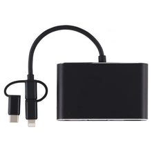 Load image into Gallery viewer, 3 in 1 8 Pin + Micro USB + Type-C to AV + HDMI + VGA 15 Pin HD Screen Player Adapter Converter with Audio