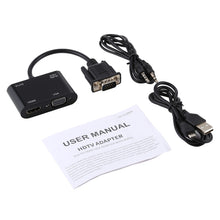 Load image into Gallery viewer, 2 in 1 VGA to HDMI + VGA 15 Pin HDTV Adapter Converter with Audio