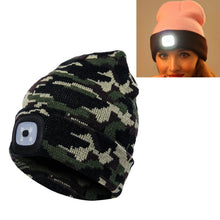 Load image into Gallery viewer, Unisex Warm Winter Polyacrylonitrile Knit Hat Adult Head Cap with 4 LED Lights, Button Battery