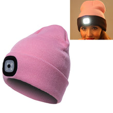 Load image into Gallery viewer, Unisex Warm Winter Polyacrylonitrile Knit Hat Adult Head Cap with 4 LED Lights, Button Battery