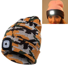 Load image into Gallery viewer, Unisex Warm Winter Polyacrylonitrile Knit Hat Adult Head Cap with 4 LED Lights, Button Battery