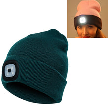 Load image into Gallery viewer, Unisex Warm Winter Polyacrylonitrile Knit Hat Adult Head Cap with 4 LED Lights, Button Battery