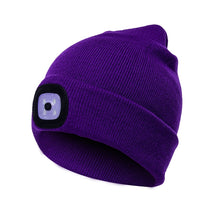 Load image into Gallery viewer, Unisex Warm Winter Polyacrylonitrile Knit Hat Adult Head Cap with 4 LED Lights, Button Battery, Button Battery