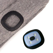 Load image into Gallery viewer, Unisex Warm Winter Polyacrylonitrile Knit Hat Adult Head Cap with 4 LED Lights, Button Battery