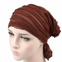 Load image into Gallery viewer, Muslim Stacking Cap Chiffon Fold Turban Cap Chemotherapy Cap