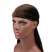 Load image into Gallery viewer, Velvet Turban Cap Long-tailed Pirate Hat Chemotherapy Cap