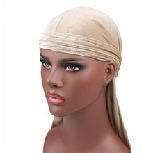 Load image into Gallery viewer, Velvet Turban Cap Long-tailed Pirate Hat Chemotherapy Cap