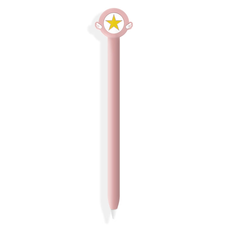 Cute Cartoon Silicone Protective Cover for Apple Pencil 1(Five-pointed Star Pink)