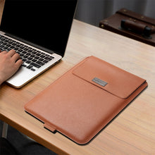 Load image into Gallery viewer, 4 in 1 Universal Waterproof PU Leather Laptop Liner Bag with Handle &amp; Stand &amp; Pen Holder + 2 Winders + Mouse Bag + Charger Bag Set for 11/12 inch laptops, 11 / 12 inch, 11/12 inch