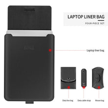 Load image into Gallery viewer, 4 in 1 Universal Waterproof PU Leather Laptop Liner Bag with Handle &amp; Stand &amp; Pen Holder + 2 Winders + Mouse Bag + Charger Bag Set for 11/12 inch laptops, 11 / 12 inch, 11/12 inch
