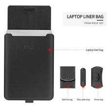 Load image into Gallery viewer, 4 in 1 Universal Waterproof PU Leather Laptop Liner Bag with Handle &amp; Stand &amp; Pen Holder + 2 Winders + Mouse Bag + Charger Bag Set for 13  / 14 inch Laptops, 13 / 14 inch