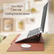 Load image into Gallery viewer, 4 in 1 Universal Waterproof PU Leather Laptop Liner Bag with Handle &amp; Stand &amp; Pen Holder + 2 Winders + Mouse Bag + Charger Bag Set for 13  / 14 inch Laptops, 13 / 14 inch