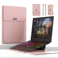 Load image into Gallery viewer, 4 in 1 Universal Waterproof PU Leather Laptop Liner Bag with Handle &amp; Stand &amp; Pen Holder + 2 Winders + Mouse Bag + Charger Bag Set for 15 inch Laptops, 15 inch