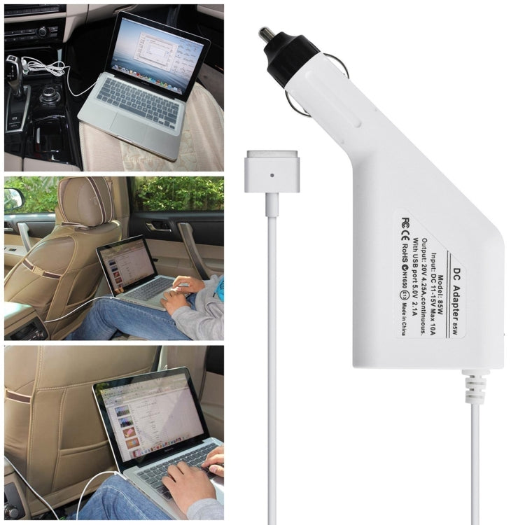 85W 20V 4.25A 5 Pin T Style MagSafe 2 Car Charger with 1 USB Port for Apple Macbook A1398 / A1424 / MC975 / MC976 / ME664 / ME665, Length: 1.7m