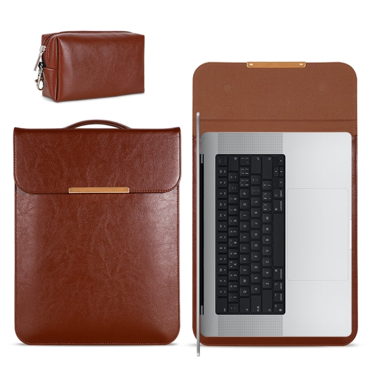 13.3 inch Laptop 2 in 1 PU Leather Sleeve Liner Bag with Mouse Storage Bag