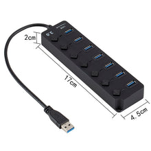 Load image into Gallery viewer, 7 Ports USB 3.0 High Speed Multi Hub Expansion with Switch for PC &amp; Laptop, Hub Expansion