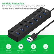 Load image into Gallery viewer, 7 Ports USB 3.0 High Speed Multi Hub Expansion with Switch for PC &amp; Laptop, Hub Expansion