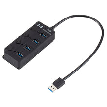 Load image into Gallery viewer, 4 Ports USB 3.0 Hi Speed Multi Hub Expansion with Switch for PC &amp; Laptop