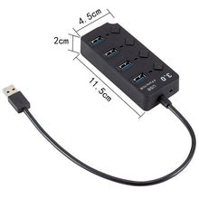 Load image into Gallery viewer, 4 Ports USB 3.0 Hi Speed Multi Hub Expansion with Switch for PC &amp; Laptop