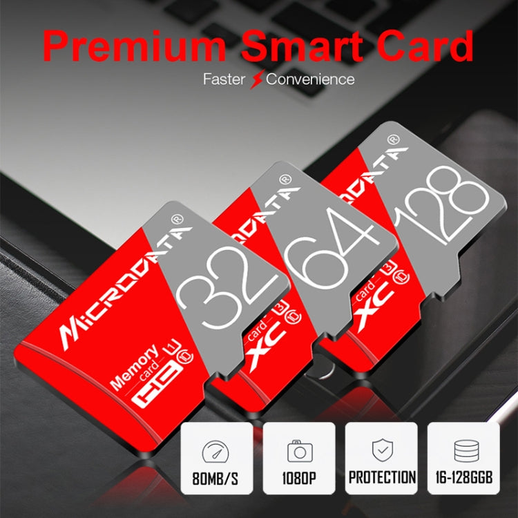 MICRODATA 128GB Class10 Red and Grey TF(Micro SD) Memory Card, 128GB