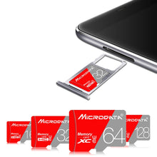 Load image into Gallery viewer, MICRODATA 128GB Class10 Red and Grey TF(Micro SD) Memory Card, 128GB