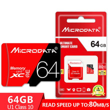 Load image into Gallery viewer, MICRODATA 64GB High Speed U3 Red and Black TF(Micro SD) Memory Card, 64GB