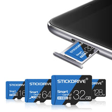 Load image into Gallery viewer, STICKDRIVE 128GB High Speed U3 Blue and Black TF(Micro SD) Memory Card, 128GB