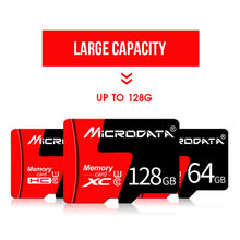 Load image into Gallery viewer, MICRODATA 128GB U3 Red and Black TF(Micro SD) Memory Card, 128GB