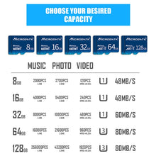 Load image into Gallery viewer, MICRODATA 64GB U3 Blue TF(Micro SD) Memory Card, 64GB