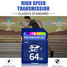 Load image into Gallery viewer, Microdrive 64GB High Speed Class 10 SD Memory Card for All Digital Devices with SD Card Slot, 64GB