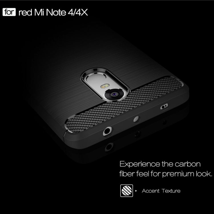For Xiaomi  Redmi Note 4X Brushed Carbon Fiber Texture Shockproof TPU Protective Case