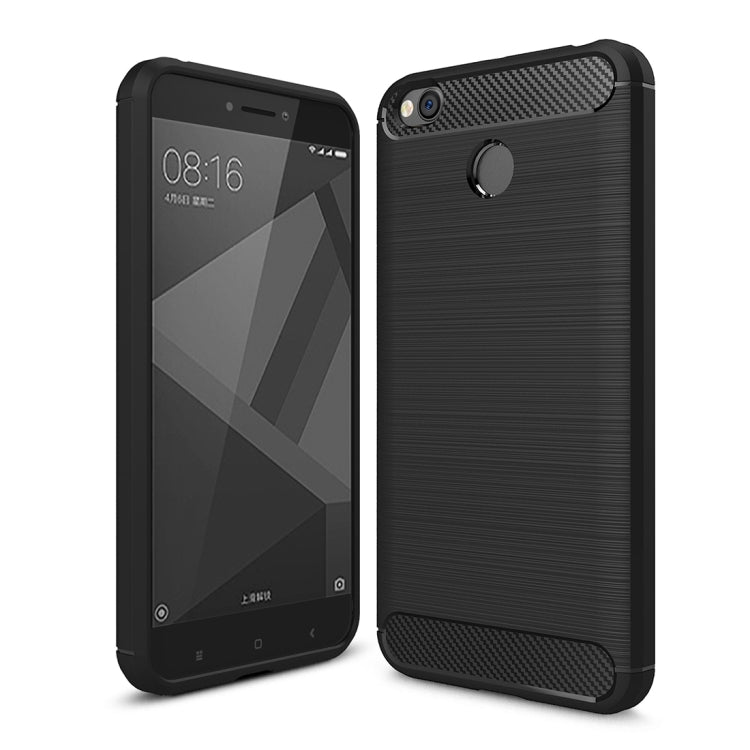 For Xiaomi  Redmi 4X  Brushed Carbon Fiber Texture Shockproof TPU Protective Cover Case
