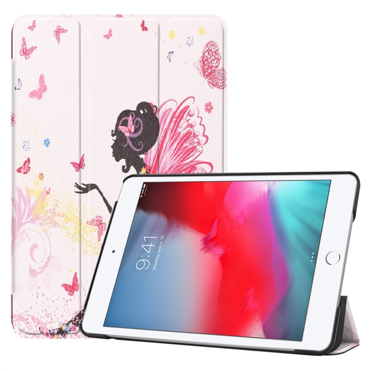 Graffiti Pattern Custer Texture Horizontal Flip PU Leather Case for iPad Mini 2019 / Mini 4 , with Three-folding Holder & Sleep / Wake-up Function