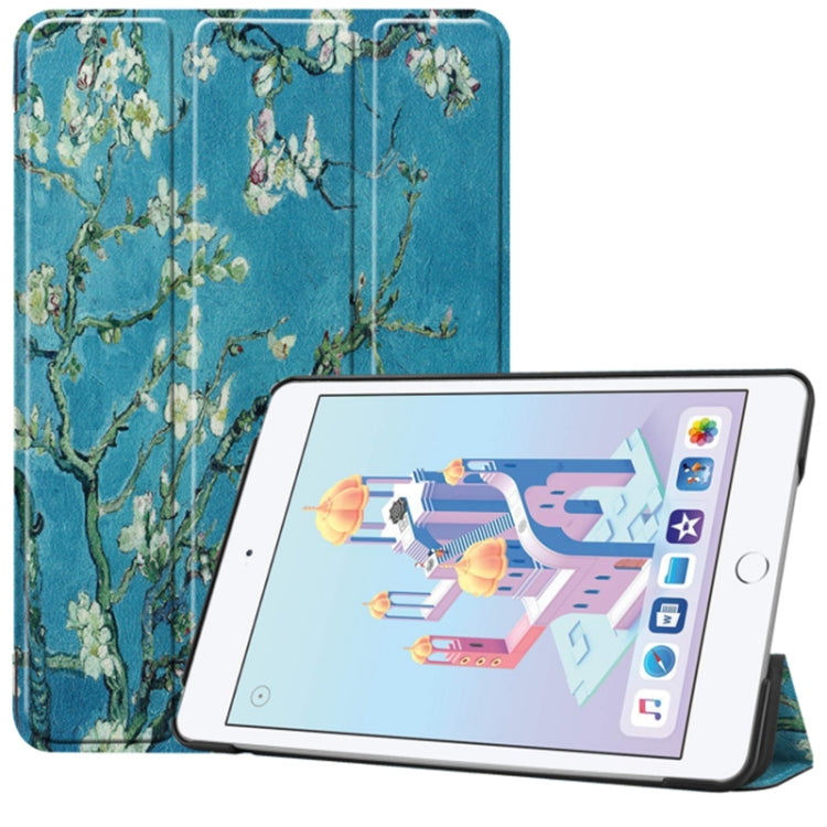 Graffiti Pattern Custer Texture Horizontal Flip PU Leather Case for iPad Mini 2019 / Mini 4 , with Three-folding Holder & Sleep / Wake-up Function