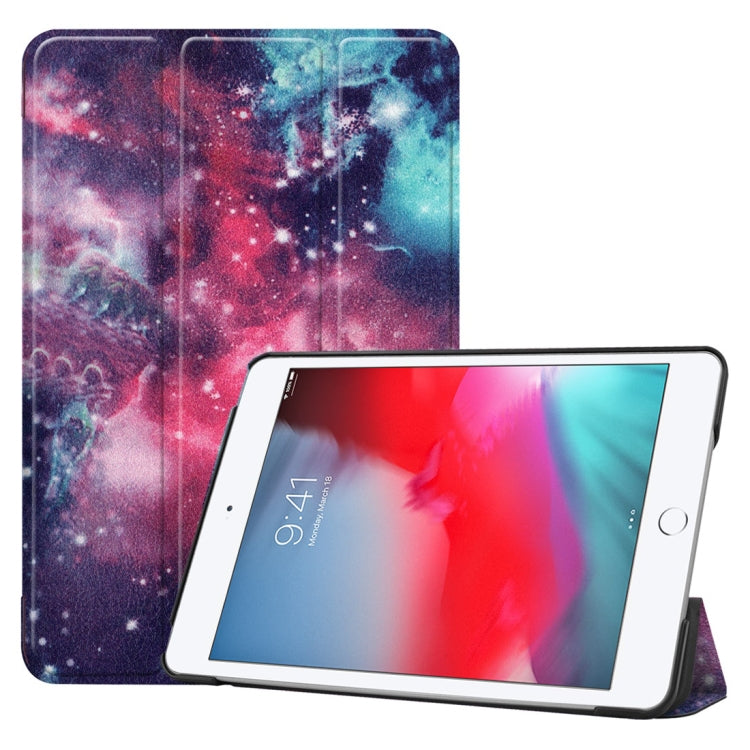 Graffiti Pattern Custer Texture Horizontal Flip PU Leather Case for iPad Mini 2019 / Mini 4 , with Three-folding Holder & Sleep / Wake-up Function