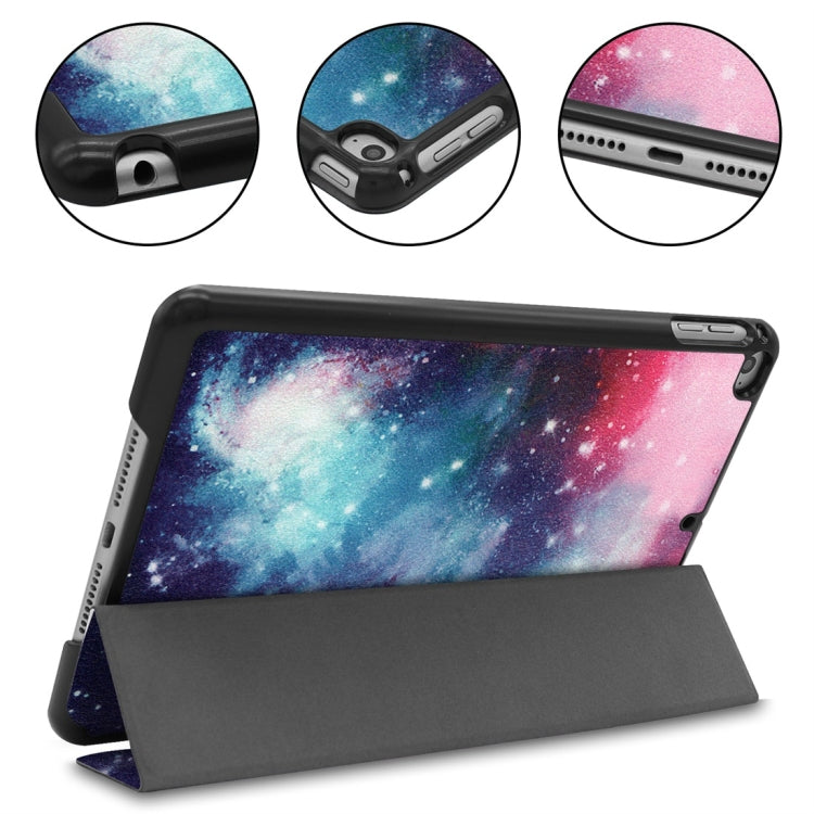 Graffiti Pattern Custer Texture Horizontal Flip PU Leather Case for iPad Mini 2019 / Mini 4 , with Three-folding Holder & Sleep / Wake-up Function