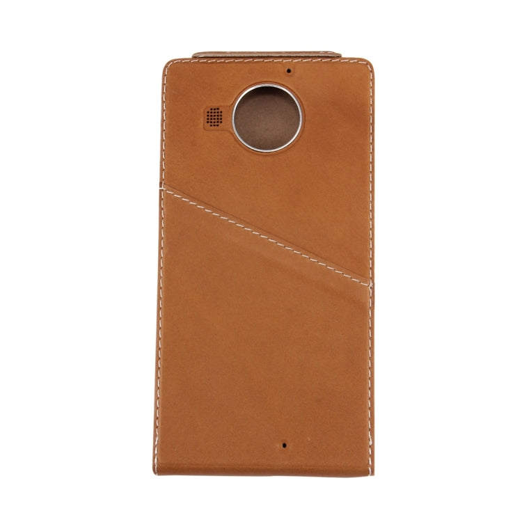 Vertical Flip Genuine Leather Case + QI Wireless Standard Charging Back Cover For Microsoft Lumia 950 XL