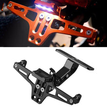 Load image into Gallery viewer, LPF013 Motorcycle Modification Accessories Universal Aircraft Shape Aluminum Alloy License Plate Bracket with LED Lights, Black with LED, Blue with LED, Red with LED