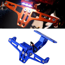 Load image into Gallery viewer, LPF013 Motorcycle Modification Accessories Universal Aircraft Shape Aluminum Alloy License Plate Bracket with LED Lights, Black with LED, Blue with LED, Red with LED