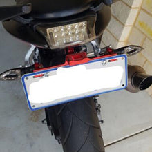 Load image into Gallery viewer, LPF013 Motorcycle Modification Accessories Universal Aircraft Shape Aluminum Alloy License Plate Bracket with LED Lights, Black with LED, Blue with LED, Red with LED