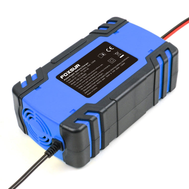 FOXSUR 12V-24V Car Motorcycle Truck Repair Battery Charger AGM Charger, EU Plug (Blue), EU Plug Blue