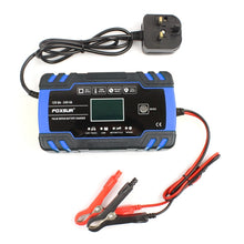 Load image into Gallery viewer, FOXSUR 12V-24V Car Motorcycle Truck Repair Battery Charger AGM Charger, UK Plug (Blue), UK Plug Blue