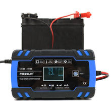 Load image into Gallery viewer, FOXSUR 12V-24V Car Motorcycle Truck Repair Battery Charger AGM Charger, UK Plug (Blue), UK Plug Blue