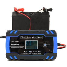 Load image into Gallery viewer, FOXSUR 12V-24V Car Motorcycle Truck Repair Battery Charger AGM Charger, UK Plug (Blue), UK Plug Blue