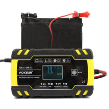 Load image into Gallery viewer, FOXSUR 12V-24V Car Motorcycle Truck Repair Battery Charger AGM Charger, EU Plug, UK Plug, US Plug, EU Plug
