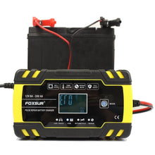 Load image into Gallery viewer, FOXSUR 12V-24V Car Motorcycle Truck Repair Battery Charger AGM Charger, EU Plug, UK Plug, US Plug, EU Plug