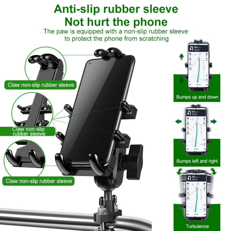 M10 Bolt Ball-Head Motorcycle Multi-function Eight-jaw Aluminum Phone Navigation Holder Bracket with Anti-theft Knobs, M10 Bolt+Anti-theft Knobs